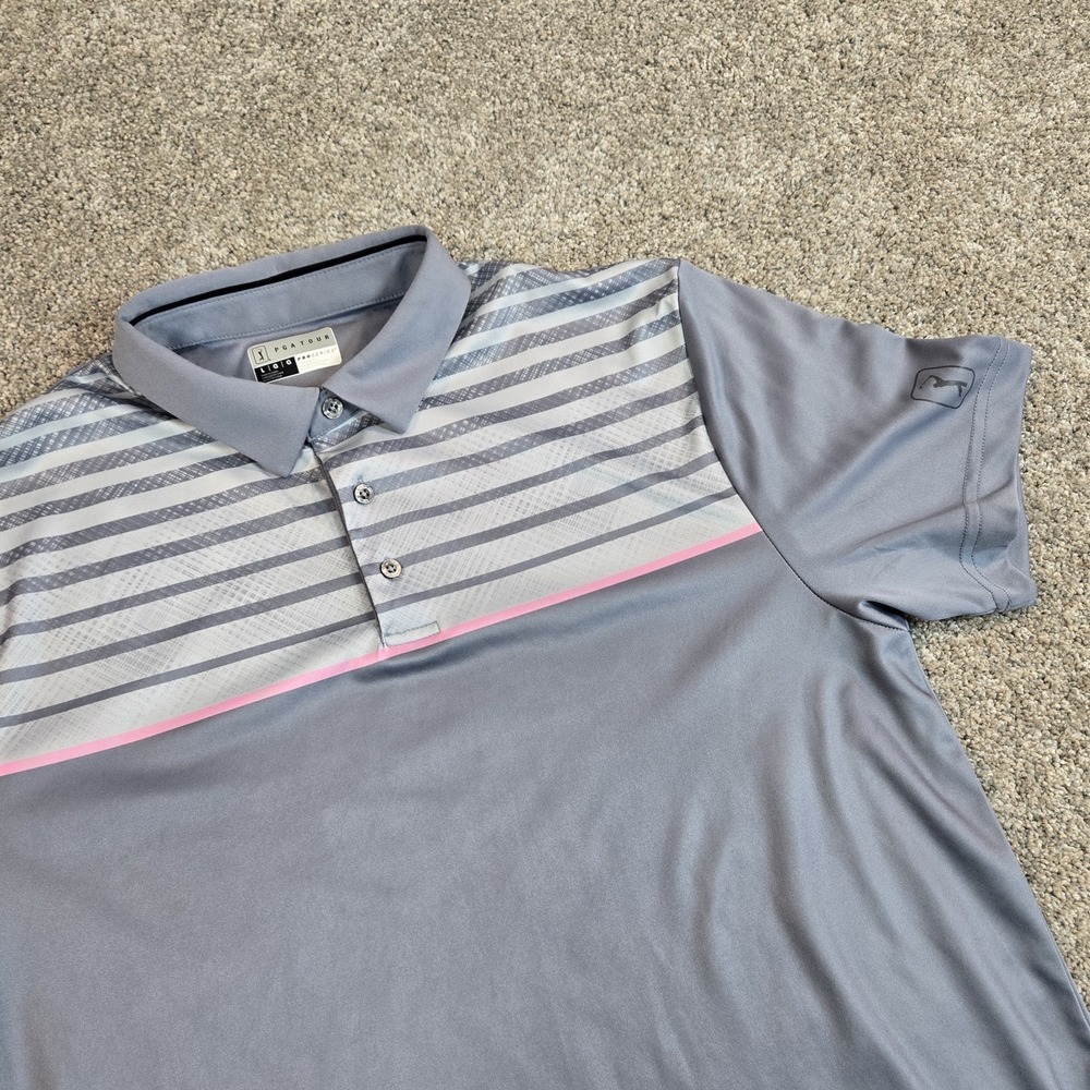 PGA TOUR Polo Shirt Mens Large Multicolor‎ Striped Pro Series Preppy Golf Casual